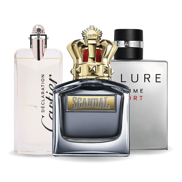 Zestaw 3 perfumy Allure Homme Sports, Jean Paul Gaultier Scandal, Cartier Declaration 100ml Eau de Parfum