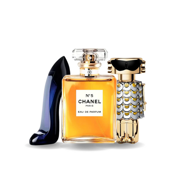 Promocyjny pakiet 3 perfum: Carolina Herrera GOOD GIRL, Chanel Nº5 i Paco Rabanne FAME. Exclusive Fragrance