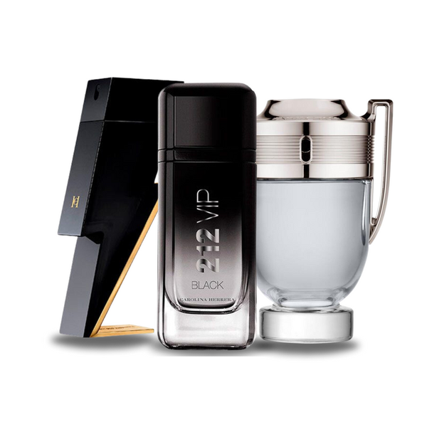 Promocyjny pakiet 3 perfum: Carolina Herrera BAD BOY, Carolina Herrera 212 VIP BLACK i Paco Rabanne INVICTUS 100 ml. GOOGLE - MATEUS