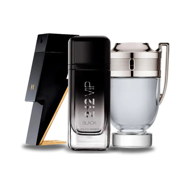 Promocyjny pakiet 3 perfum: Carolina Herrera BAD BOY, Carolina Herrera 212 VIP BLACK i Paco Rabanne INVICTUS 100 ml. Exclusive Fragrance