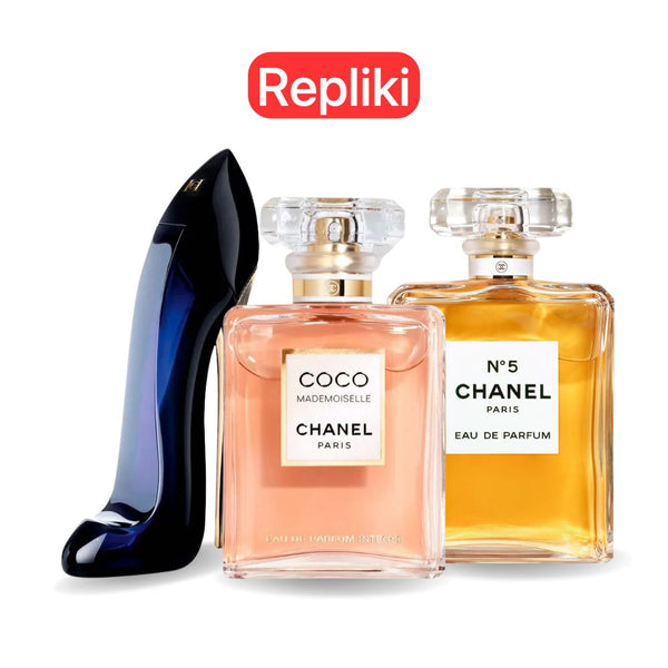 ZESTAW PERFUM TYPU ZAMIENNIK (NIEORYGINALNE REPLIKI) Inspirowane perfumami: GOOD GIRL, COCO MADEMOISELLE i Chanel Nº5 100 ml. GOOGLE - MATEUS