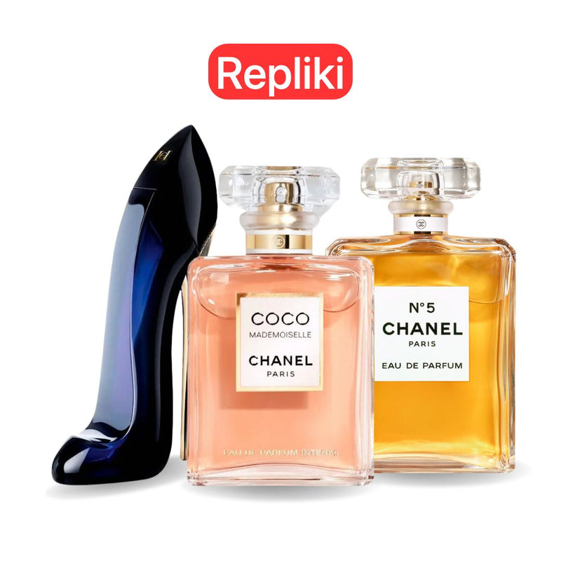 ZESTAW PERFUM TYPU ZAMIENNIK (NIEORYGINALNE REPLIKI) Inspirowane perfumami: GOOD GIRL, COCO MADEMOISELLE i Chanel Nº5 100 ml. GOOGLE - MATEUS