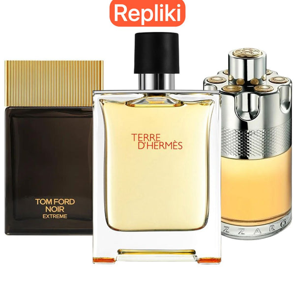 ZESTAW PERFUM TYPU ZAMIENNIK (NIEORYGINALNE REPLIKI) Inspirowane perfumami: Terre de’Herme, Azzaro Wanted, Tom Ford Noir Extreme 100ml (Copy) Eau de Parfum