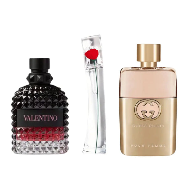 Zestaw 3 perfumy 3 Gucci Guilt, Valentini Intense, Flower Kenzo 100ml Eau de Parfum