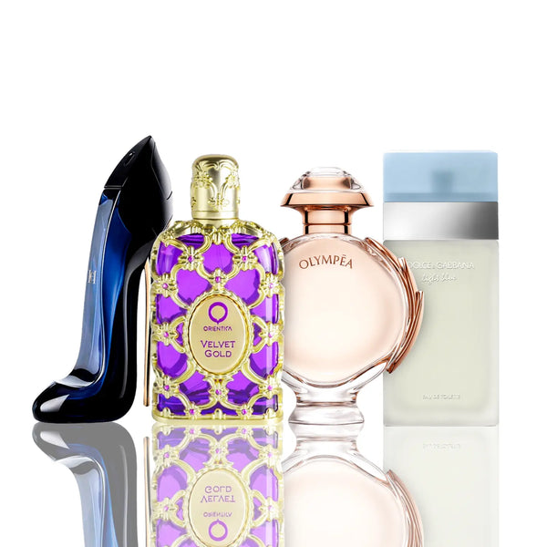 Zestaw 4 Perfumy - Light Blue + Orientica Velvet Gold + Good Girl + Olympea 100ML. La Fragrancy