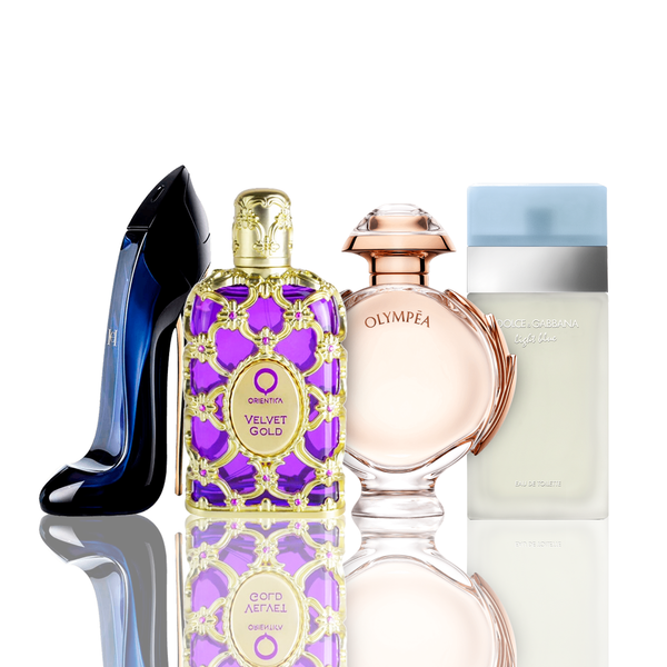 Zestaw 4 Perfumy - Light Blue + Orientica Velvet Gold + Good Girl + Olympea 100ML. GOOGLE - MATEUS